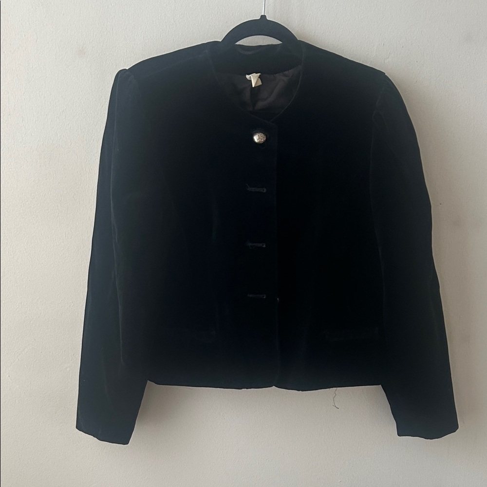Cropped Black Velvet Women's Jacket